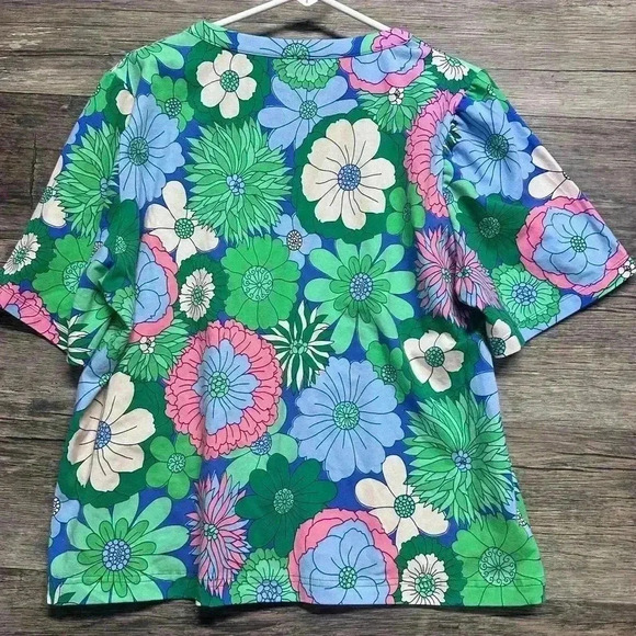 Talbots Womens Colorful Floral Top - Picture 2 of 5